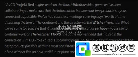 CDPR暫時(shí)停止巫師系列衍生游戲的開發(fā)
