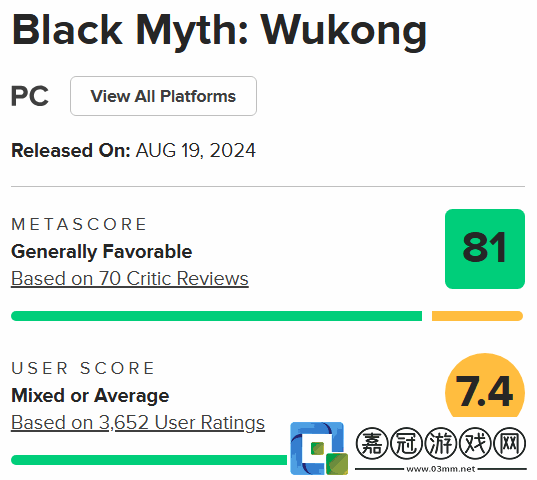 黑神話M站用戶評分跌至7.4-極端玩家打0分差評