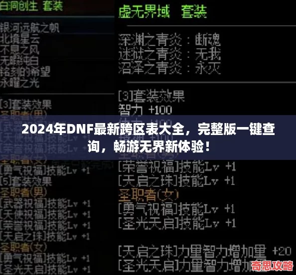 2024年DNF最新跨區表大全完整版一鍵查詢暢游無界新體驗！